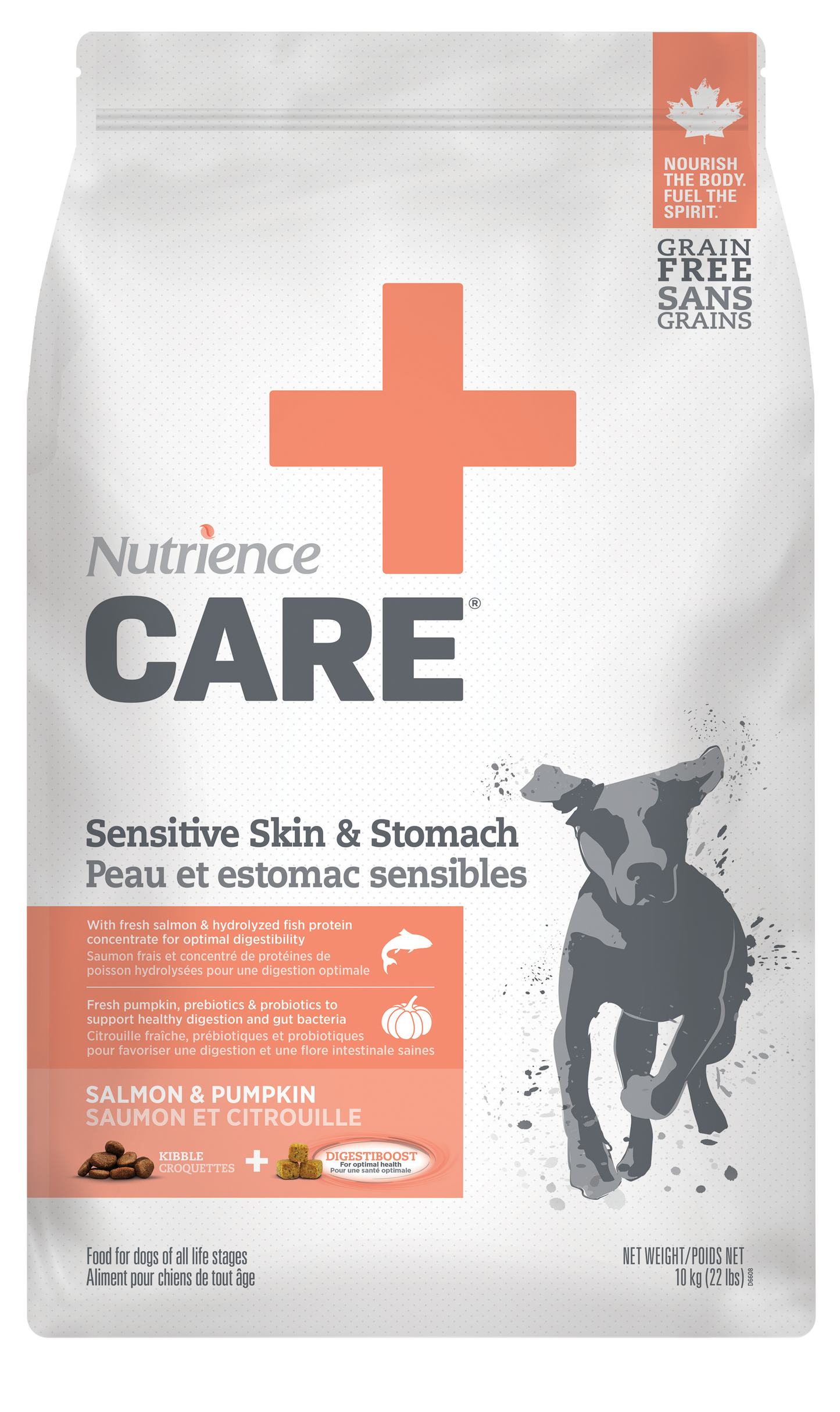 NUTRIENCE CHIEN CARE PEAU ET ESTOMAC SENSIBLES - MÉLANGE DE SAUMON FRAIS, PROTÉINE NOVATRICE, ET DE CONCENTRÉ DE PROTÉINES DE POISSON HYDROLYSÉES
