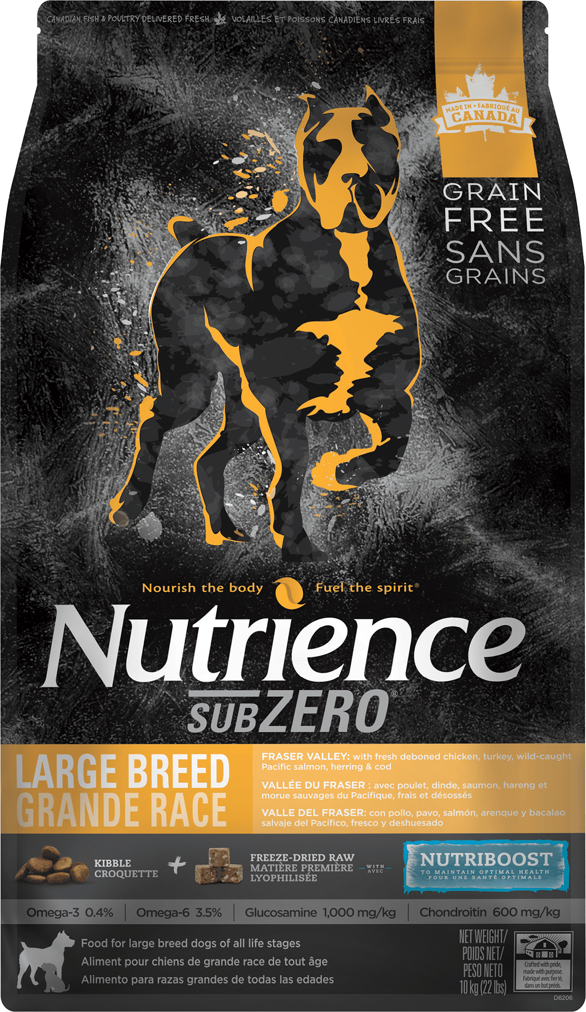NUTRIENCE CHIEN SUBZERO VALLÉE DU FRAZER - TOUT ÂGE - GRANDE RACE - VOLAILLES, POISSONS SAUVAGES DU PACIFIQUE ET POULET LYOPHILISÉ