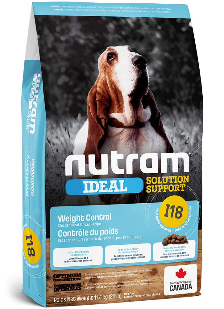 NUTRAM CHIEN AVEC BESOIN DE CONTRÔLE DE POIDS I18 IDEAL SOLUTION SUPPORT - RECETTE POULET ET POIS