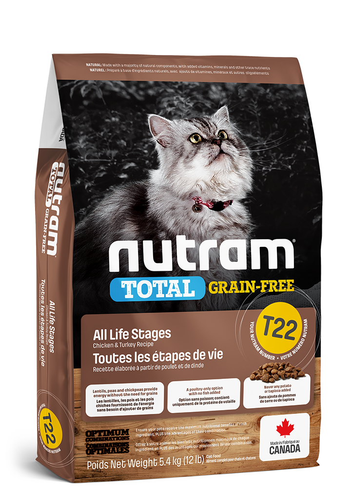 NUTRAM CHAT T22 TOTAL GRAIN-FREE TOUTES LES ÉTAPES DE VIE - RECETTE POULET ET DINDE