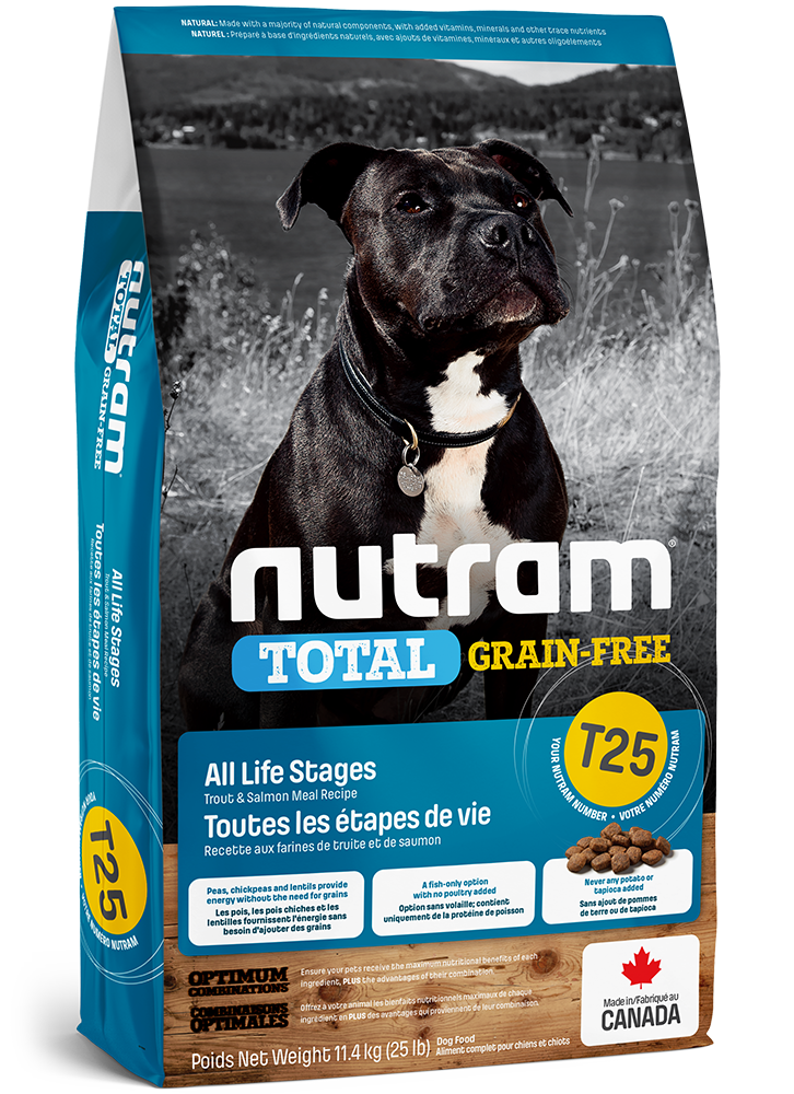 NUTRAM CHIEN T25 TOTAL GRAIN-FREE TOUTES LES ÉTAPES DE VIE - RECETTE TRUITE ET SAUMON