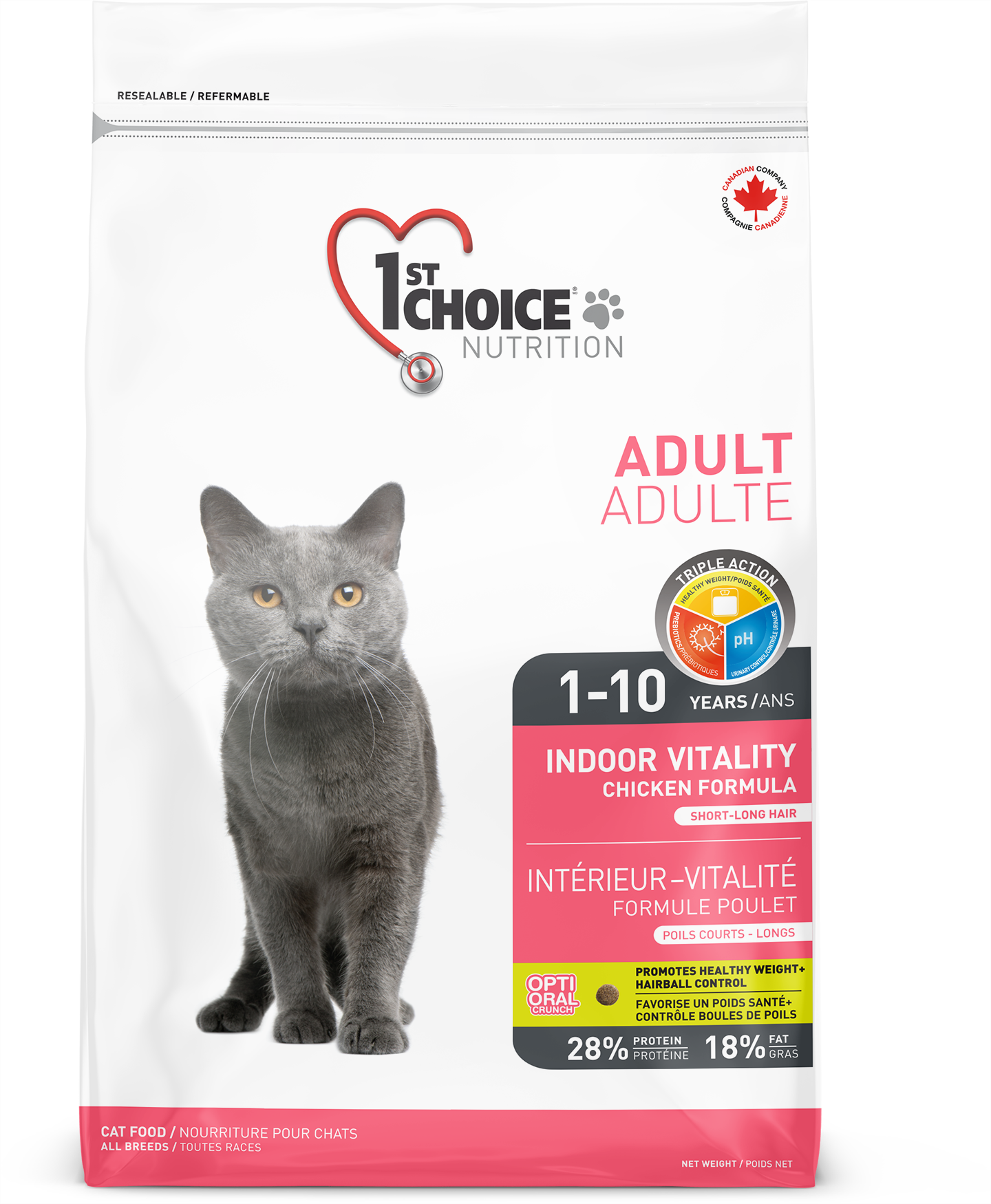 1ST CHOICE CHAT- INTÉRIEUR-VITALITÉ - TOUTES RACES - ADULTE 1-10 ANS - Formule poulet