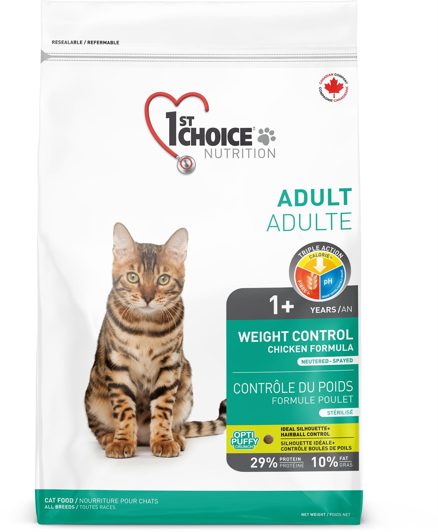 1ST CHOICE CHAT - CONTRÔLE DU POIDS - TOUTES RACES- ADULTE 1 AN + - Formule poulet