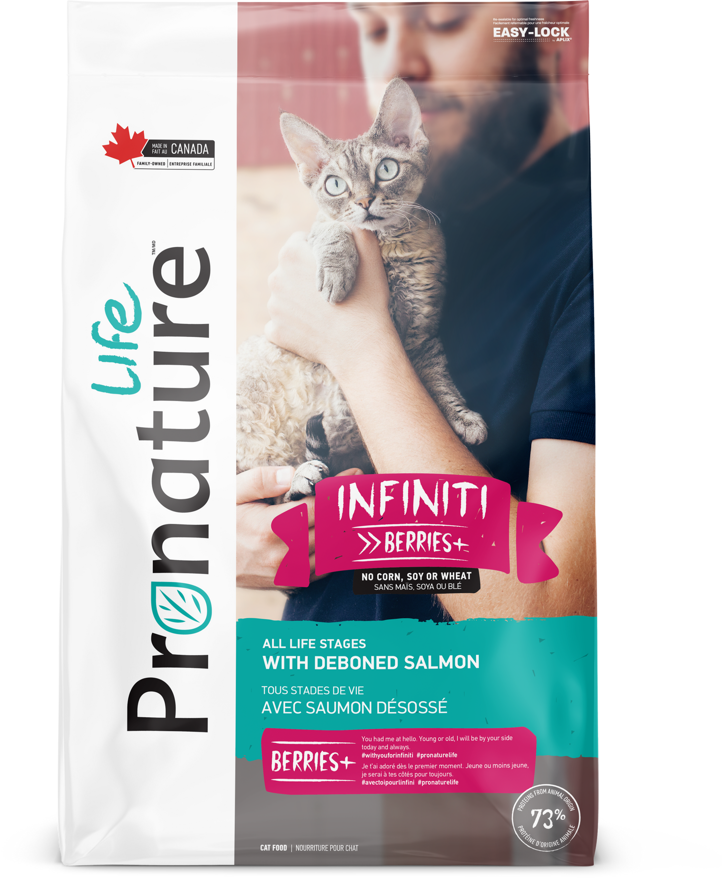 PRONATURE LIFE CHAT TOUS STADES DE VIE - avec saumon désossé 2.27KG