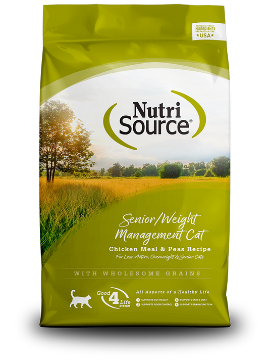 NUTRISOURCE CHAT ÂGÉ / CONTRÔLE DE POIDS - FORMULE POULET ET POIS