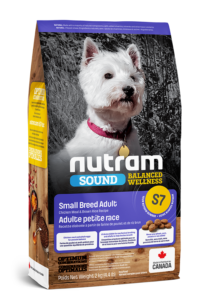 NUTRAM CHIEN ADULTE DE PETITES RACES S7 SOUND BALANCED WELLNESS - RECETTE POULET ET RIZ BRUN