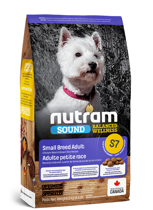 NUTRAM CHIEN ADULTE DE PETITES RACES S7 SOUND BALANCED WELLNESS - RECETTE POULET ET RIZ BRUN