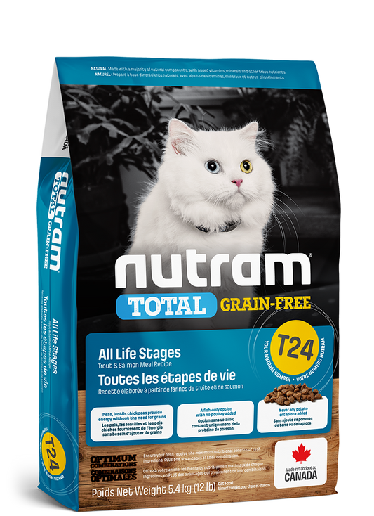 NUTRAM CHAT T24 TOTAL GRAIN-FREE TOUTES LES ÉTAPES DE VIE - RECETTE TRUITE ET SAUMON
