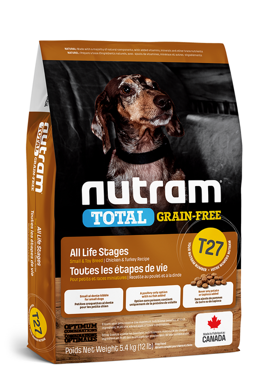 NUTRAM PETITS CHIENS ET RACES MINIATURES T27 TOTAL GRAIN-FREE TOUTES LES ÉTAPES DE VIE - RECETTE POULET ET DINDE