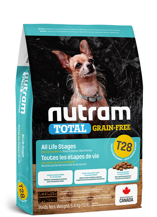 NUTRAM PETITS CHIENS ET RACES MINIATURES T28 TOTAL GRAIN-FREE TOUTES LES ÉTAPES DE VIE - RECETTE TRUITE ET SAUMON