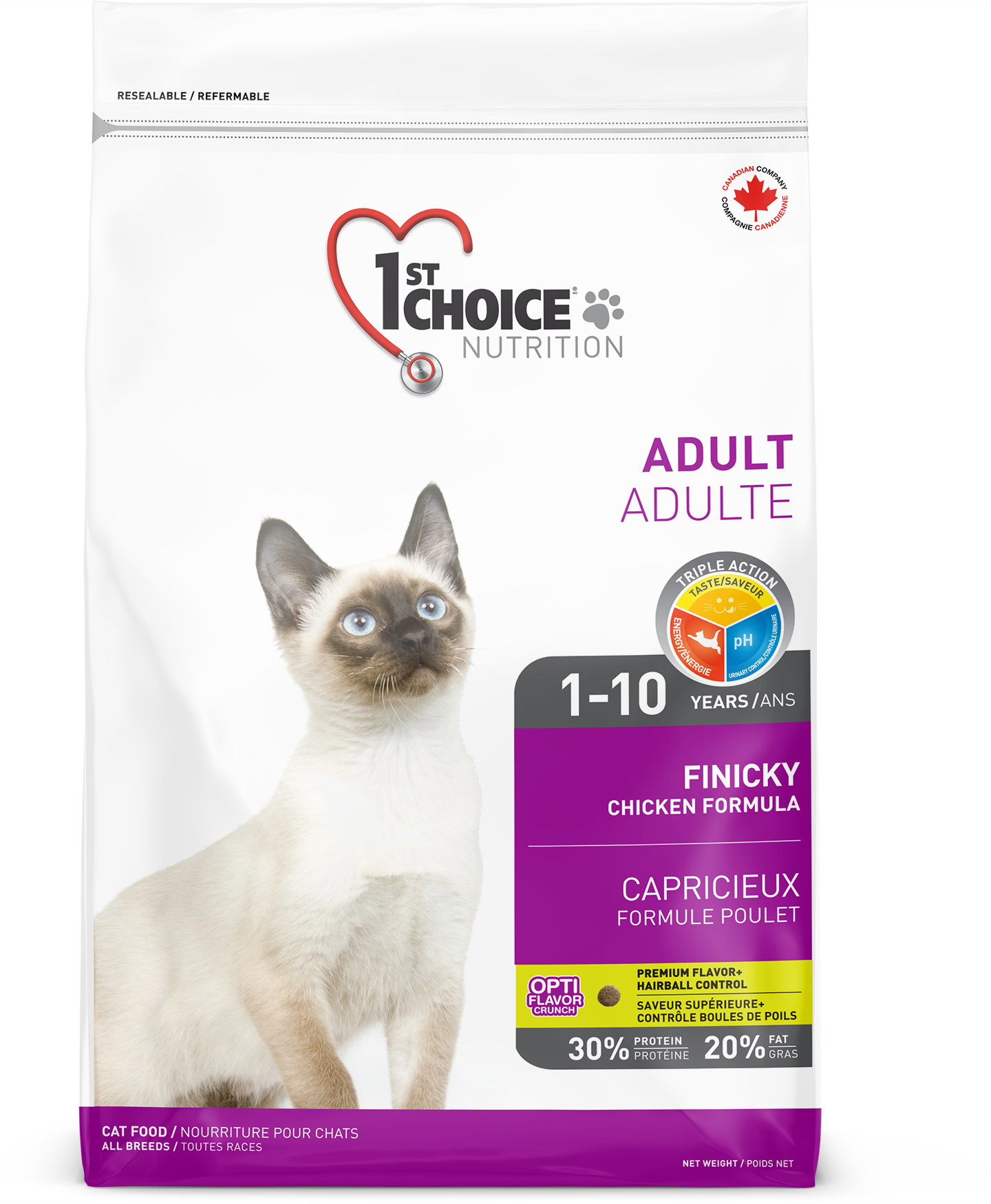 1ST CHOICE CHAT - CAPRICIEUX - TOUTES RACES - ADULTE 1-10 ANS - Formule poulet