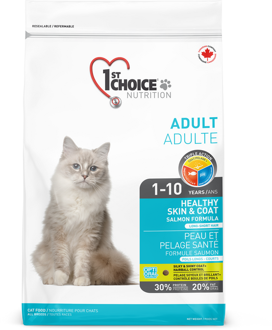 1ST CHOICE CHAT- PEAU ET PELAGE SANTÉ - TOUTES RACES - ADULTE 1-10 ANS - Formule saumon