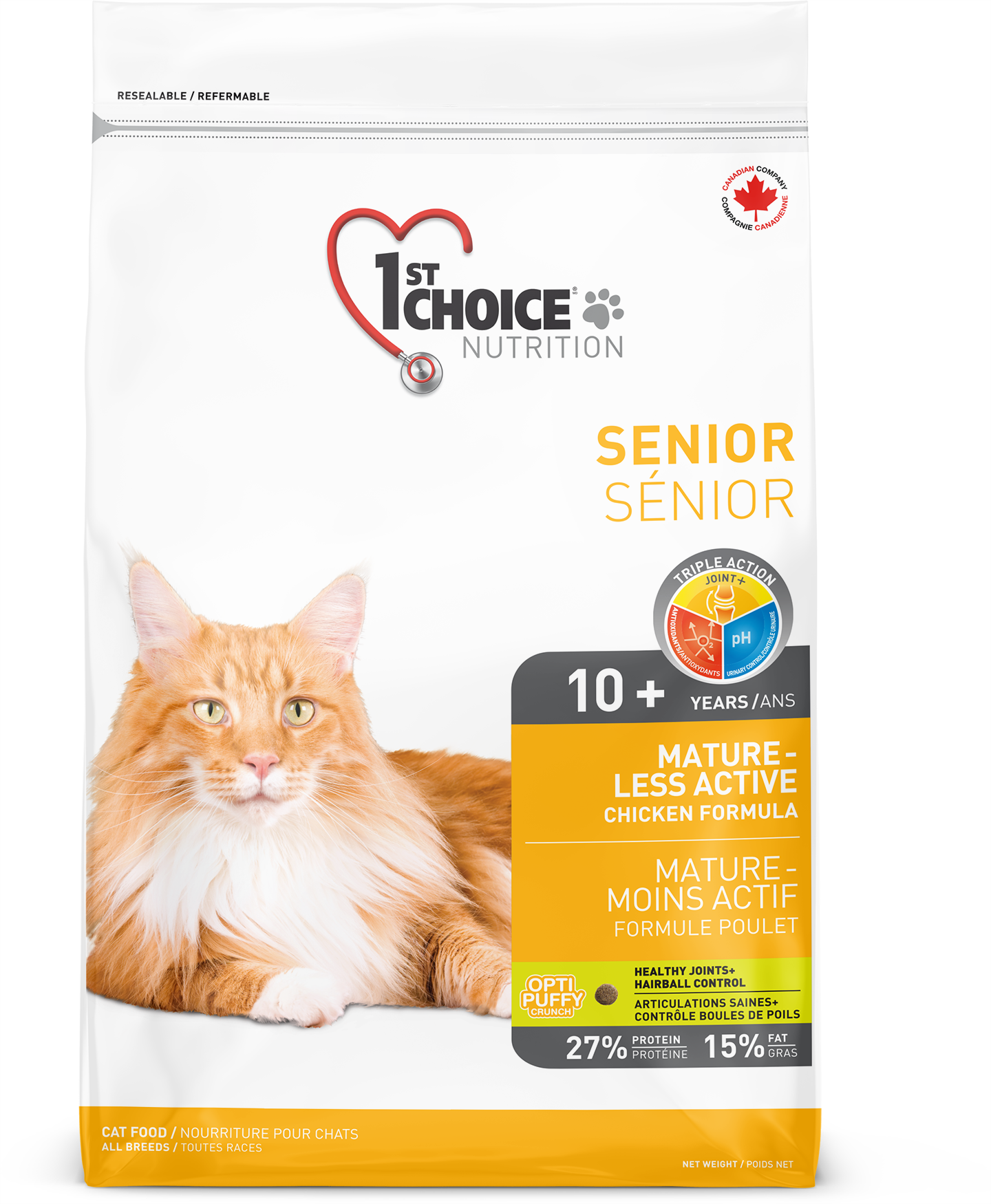 1ST CHOICE CHAT - MATURE ET MOINS ACTIF - TOUTES RACES - SÉNIOR 10 ANS + - Formule poulet