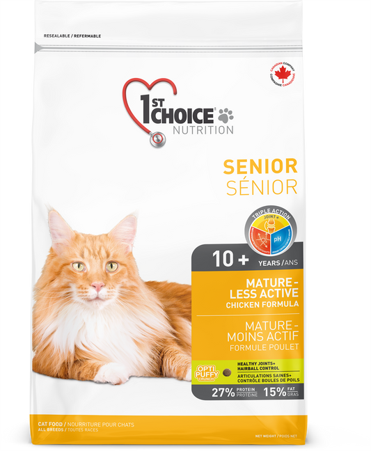 1ST CHOICE CHAT - MATURE ET MOINS ACTIF - TOUTES RACES - SÉNIOR 10 ANS + - Formule poulet