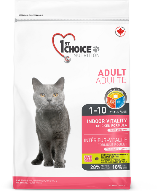 1ST CHOICE CHAT- INTÉRIEUR-VITALITÉ - TOUTES RACES - ADULTE 1-10 ANS - Formule poulet
