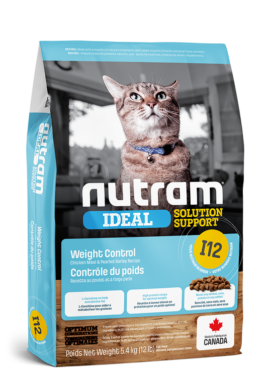 NUTRAM CHAT AVEC BESOIN DE CONTRÔLE DE POIDS I12 IDEAL SOLUTION SUPPORT - RECETTE POULET ET ORGE PERLÉ