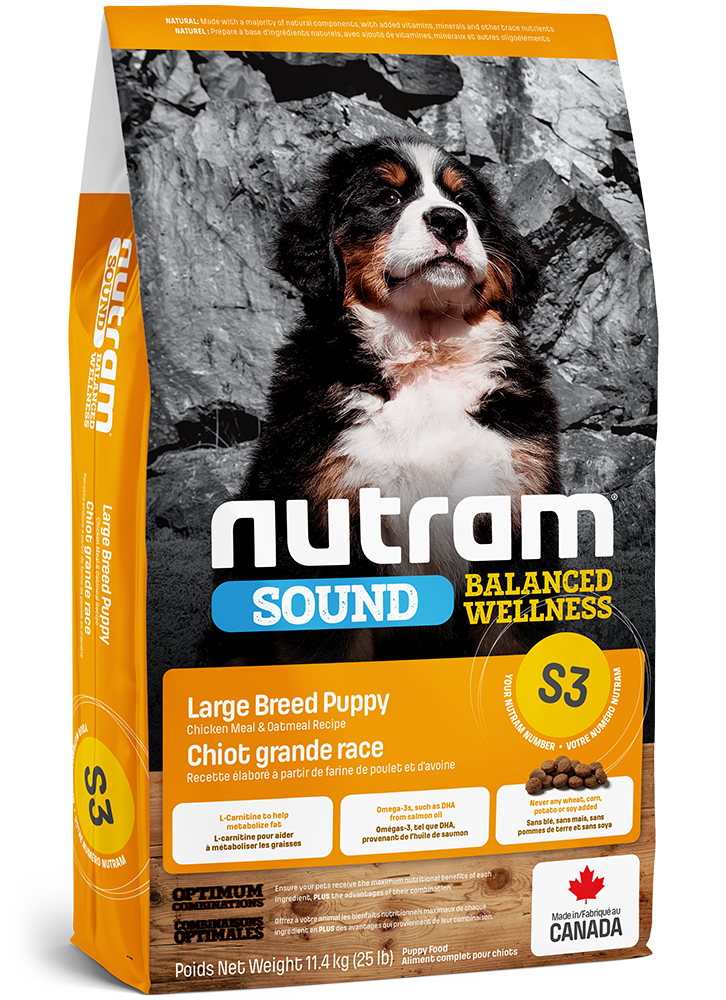 NUTRAM CHIOT DE GRANDE RACES S3 SOUND BALANCED WELLNESS - RECETTE POULET ET AVOINE