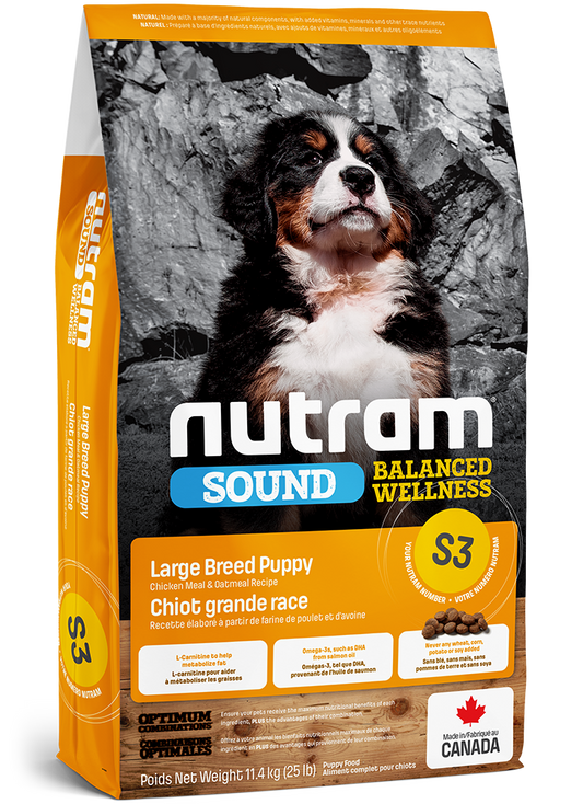 NUTRAM CHIOT DE GRANDE RACES S3 SOUND BALANCED WELLNESS - RECETTE POULET ET AVOINE