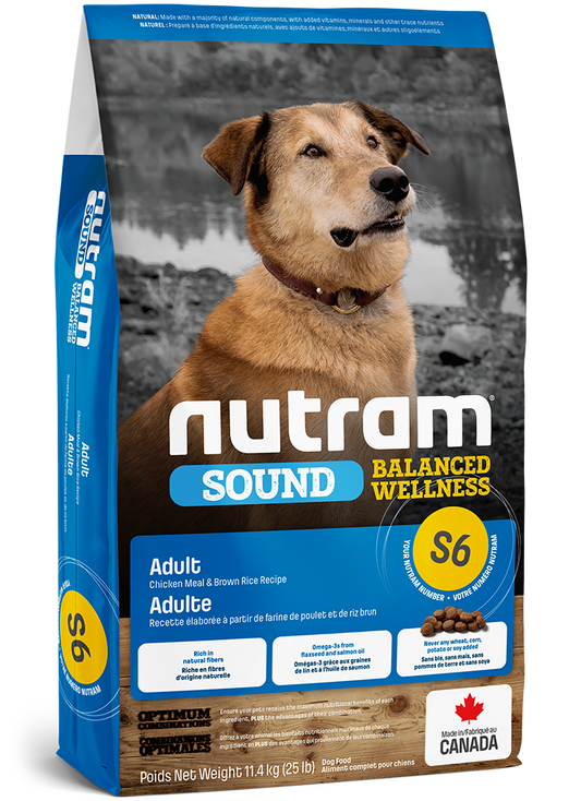 NUTRAM CHIEN ADULTE S6 SOUND BALANCED WELLNESS - RECETTE POULET ET RIZ BRUN