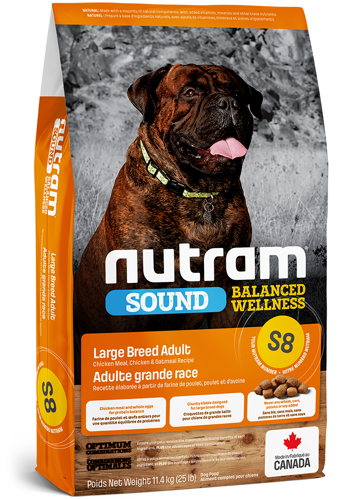 NUTRAM CHIEN ADULTE DE GRANDES RACES S8 SOUND BALANCED WELLNESS - RECETTE POULET ET AVOINE