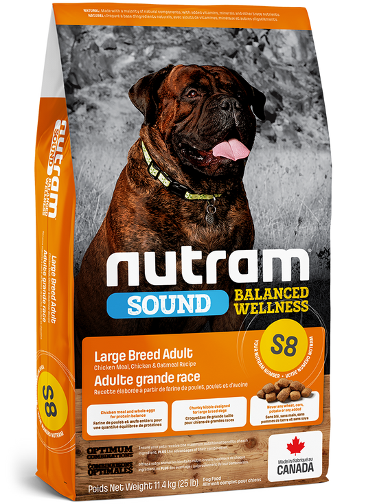 NUTRAM CHIEN ADULTE DE GRANDES RACES S8 SOUND BALANCED WELLNESS - RECETTE POULET ET AVOINE